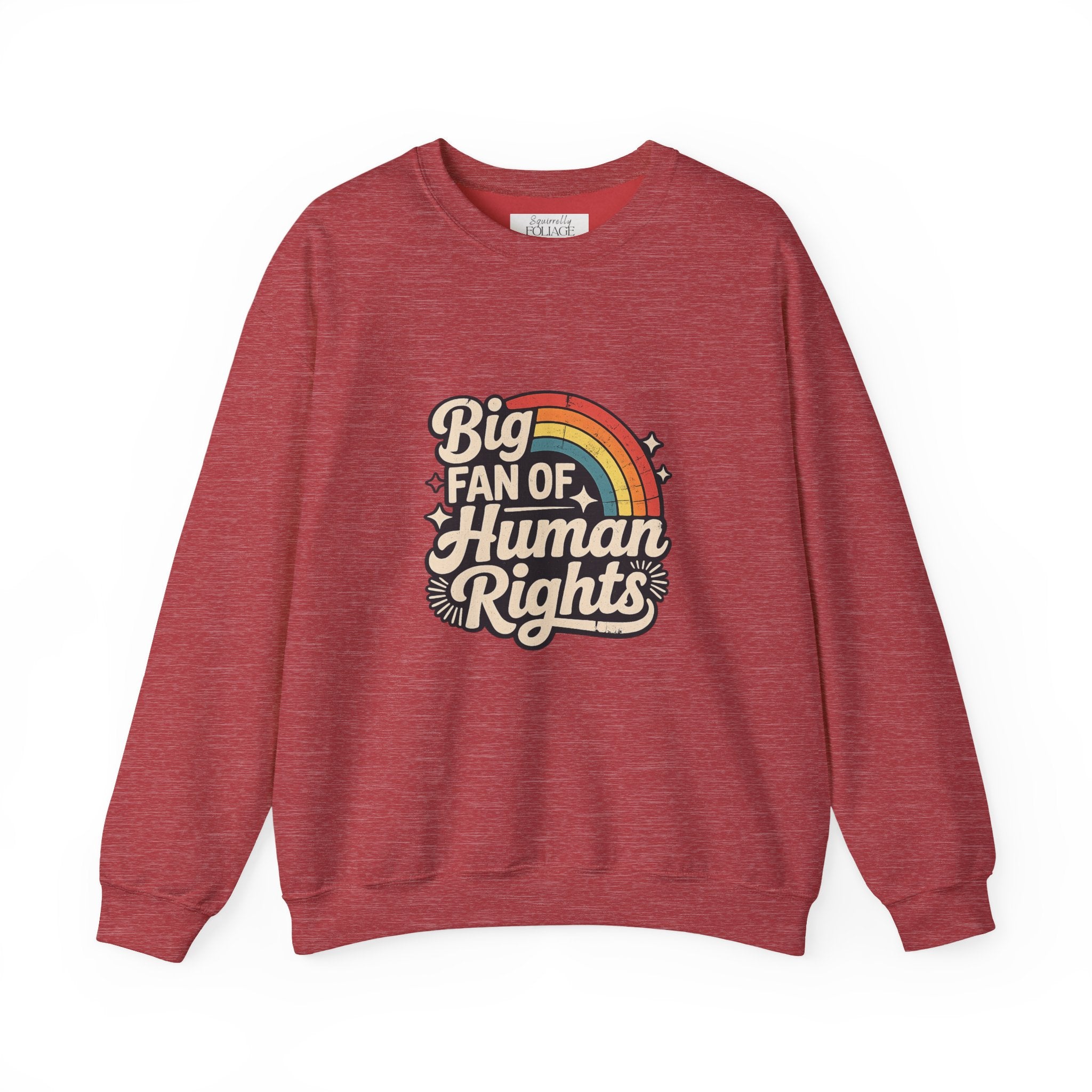 Big Fan of Human Rights” Retro Rainbow Crewneck Sweatshirt