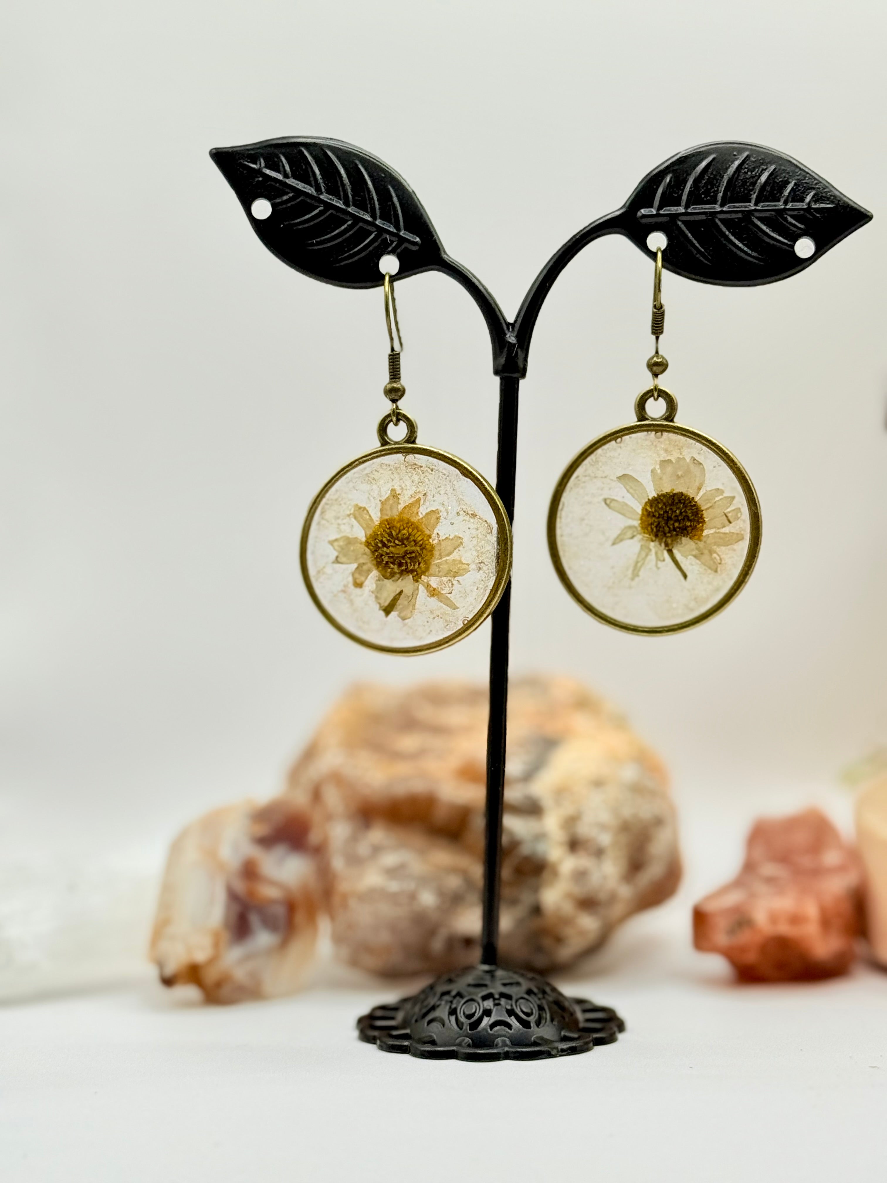 Wildflower resin earrings