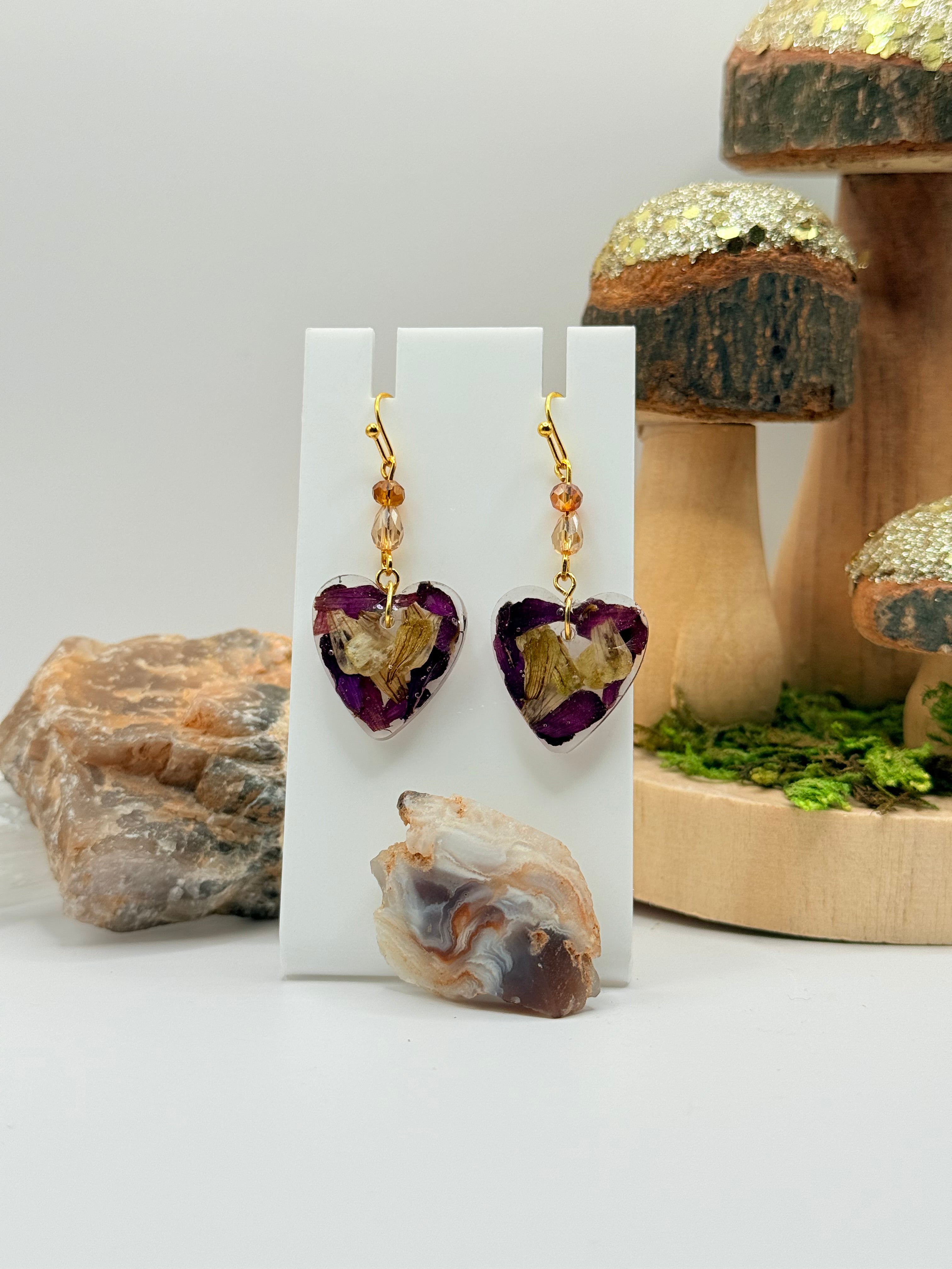 Gold heart shaped earrings