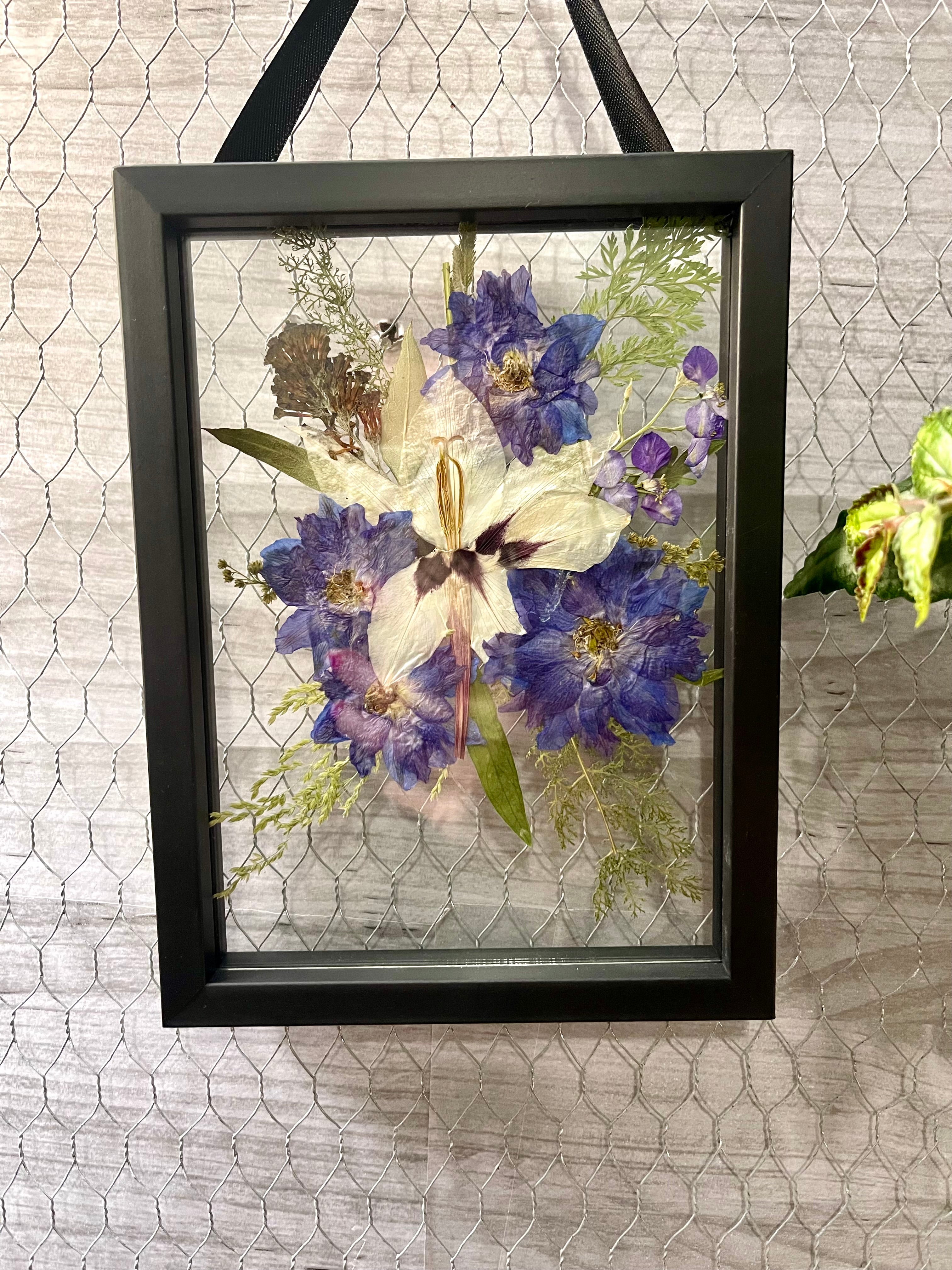 4x6 black frame pressed flower artwork