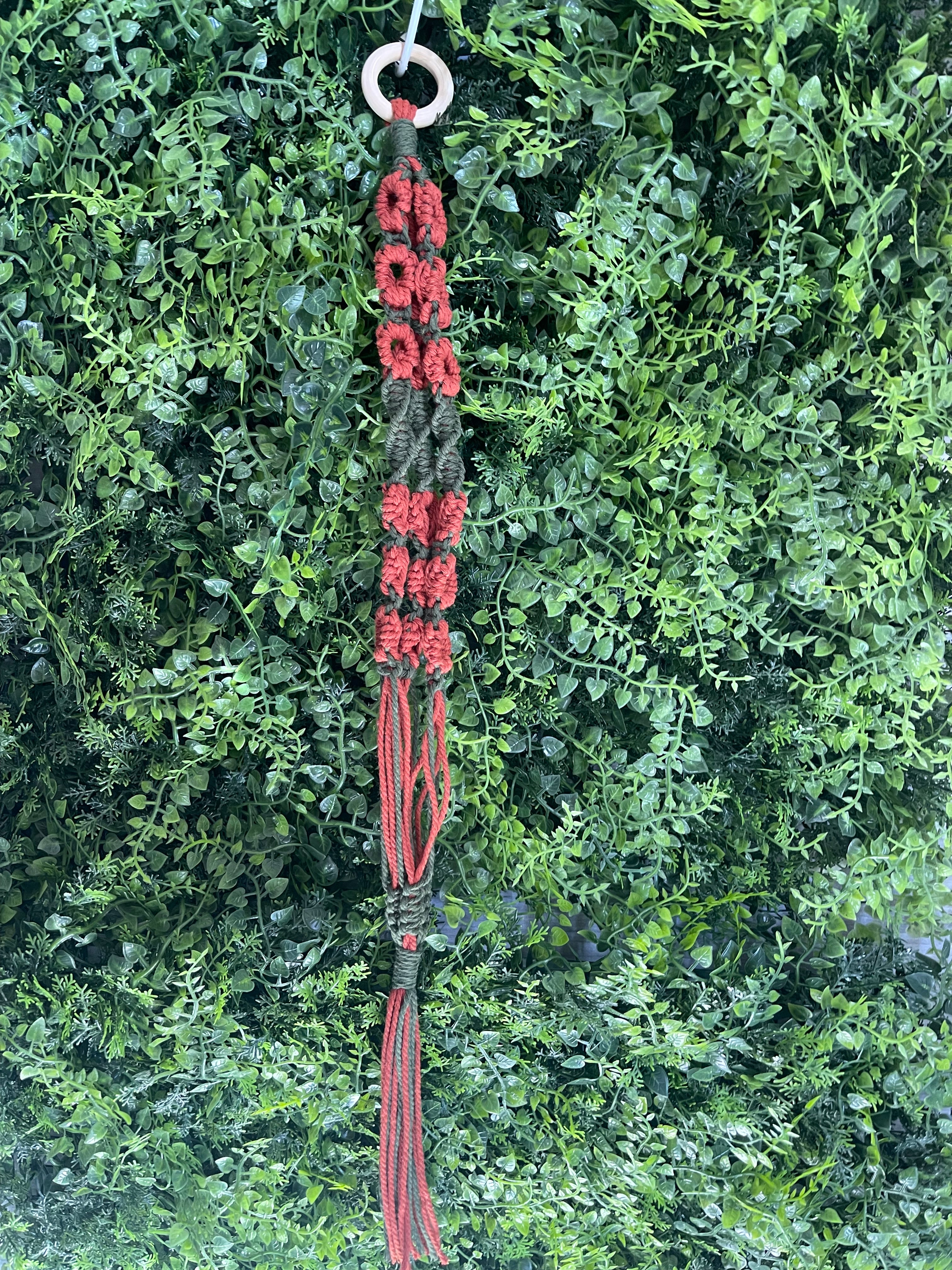 Medium multicolor macrame daisy plant hanger