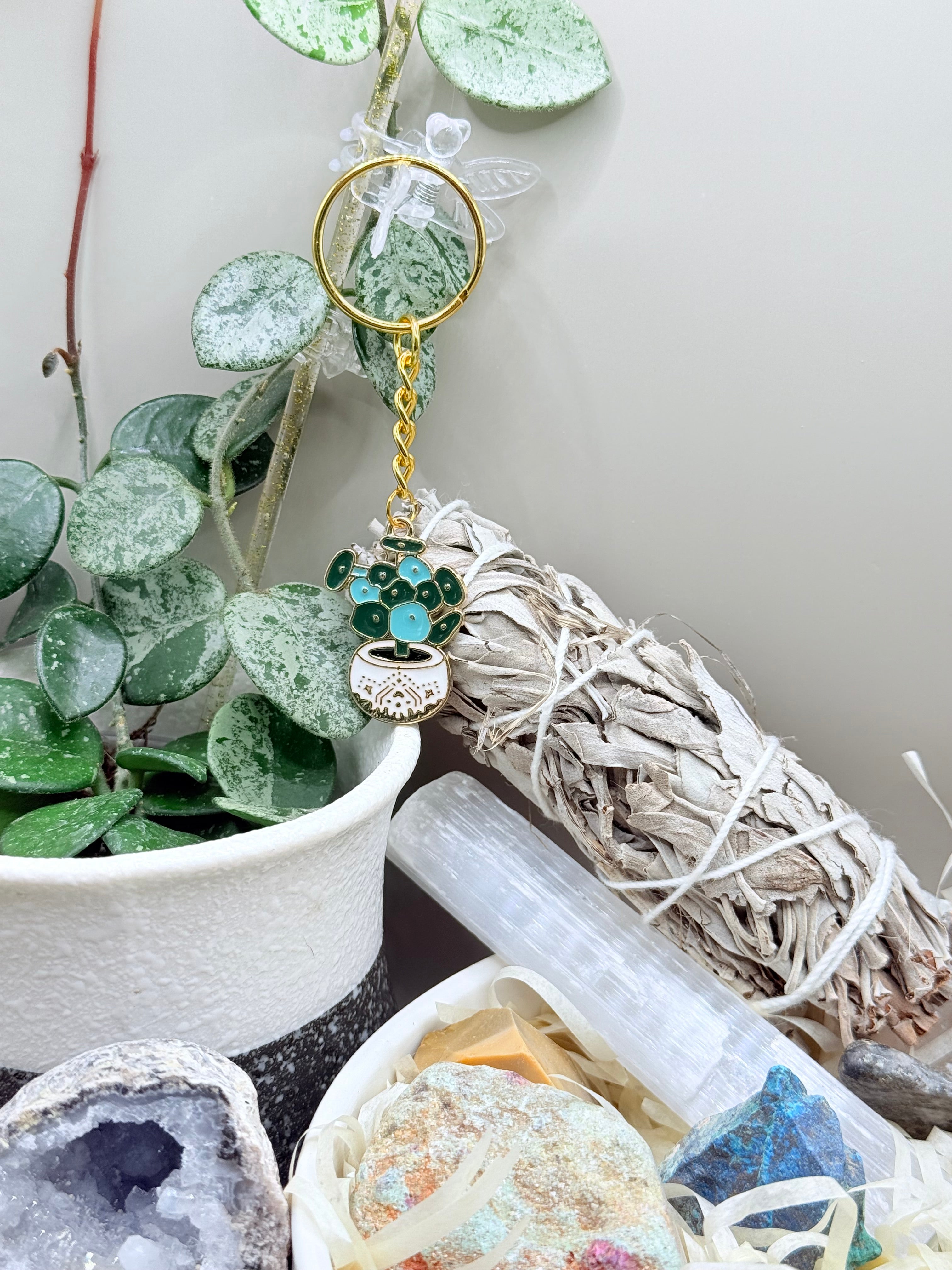Pilea peperomioides Keychain