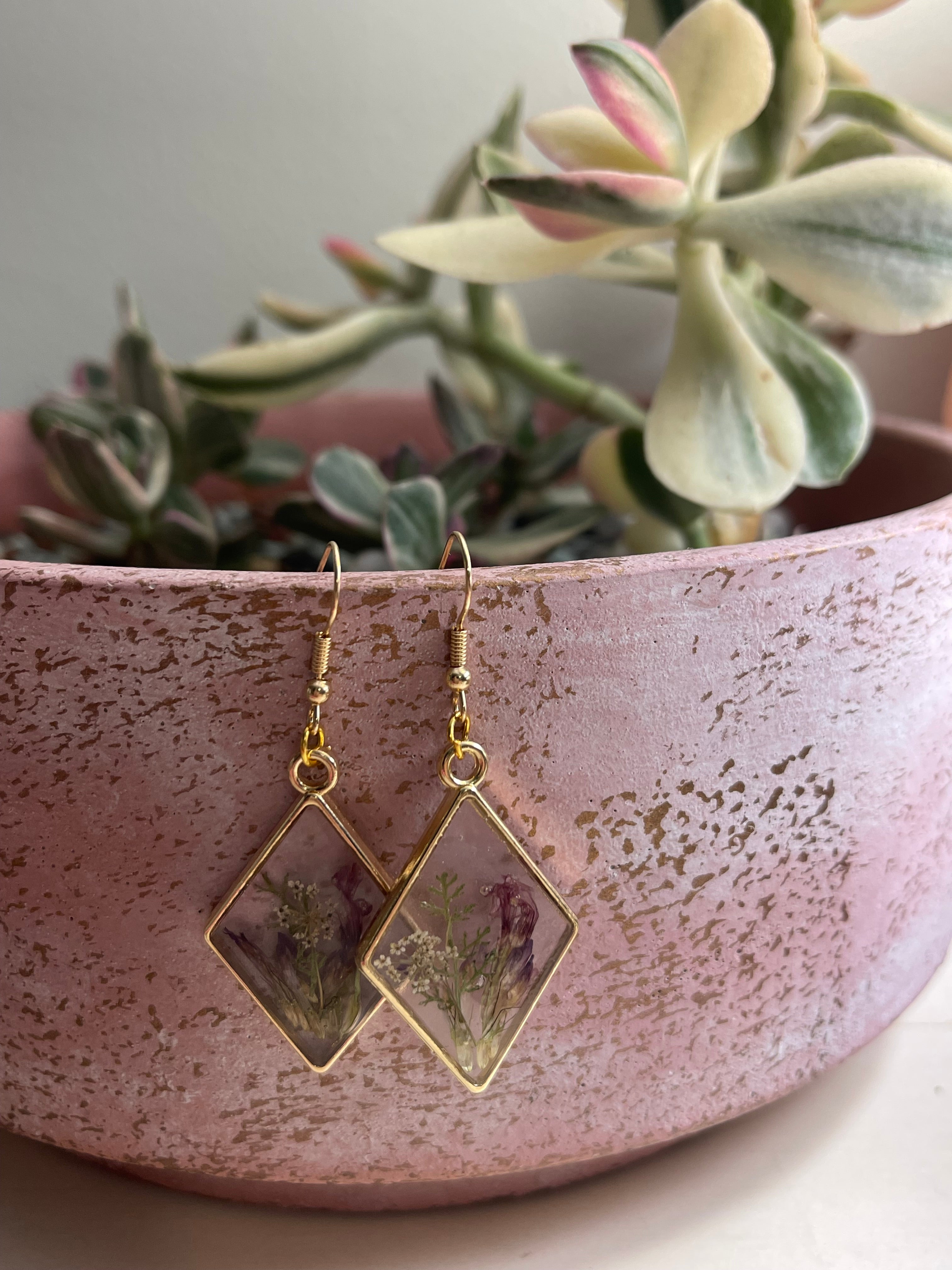 Matted golden wildflower earrings