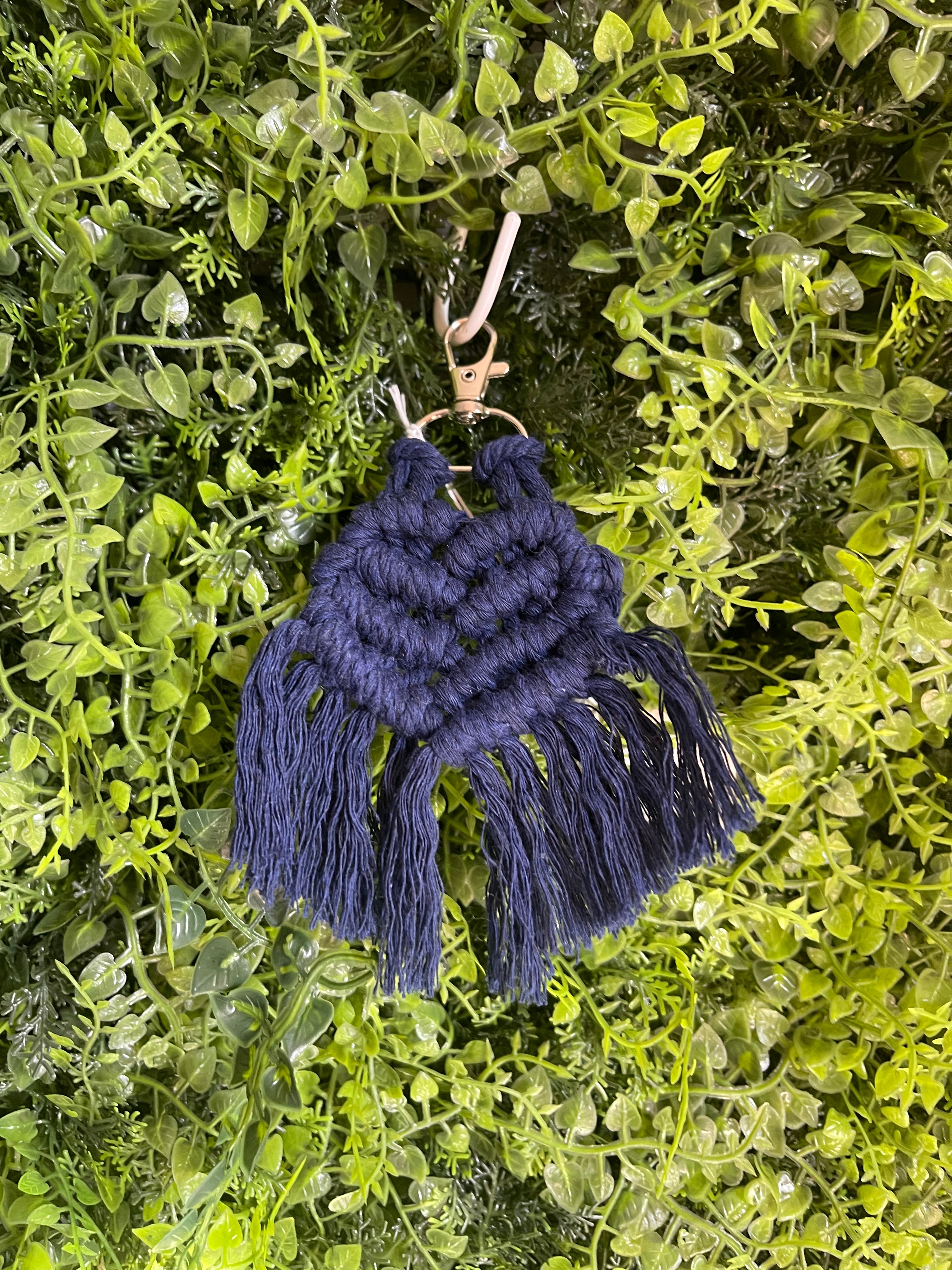 Macrame heart keychain