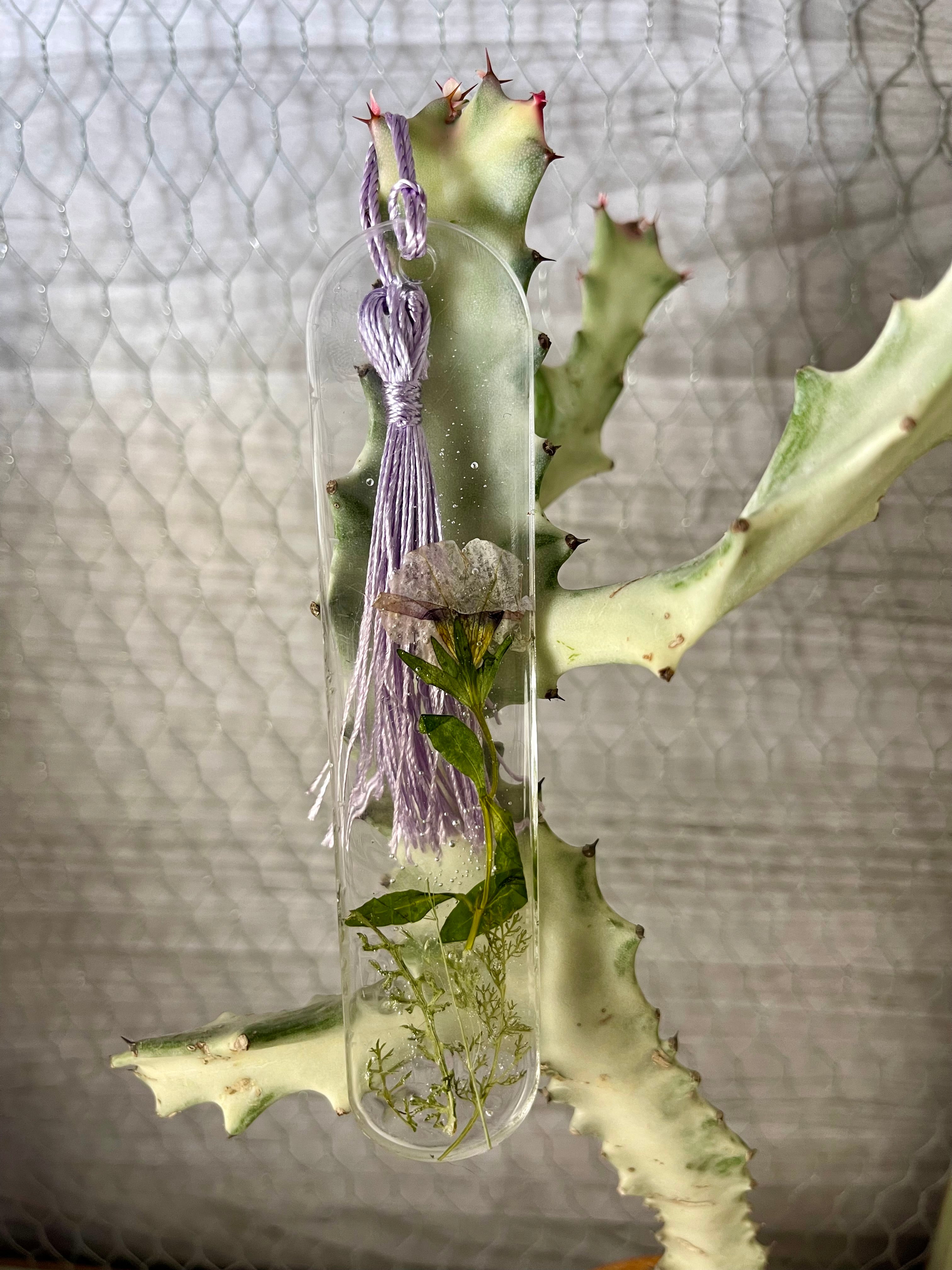 Resin Bookmark with pressed Petunia’s and Wildflowers