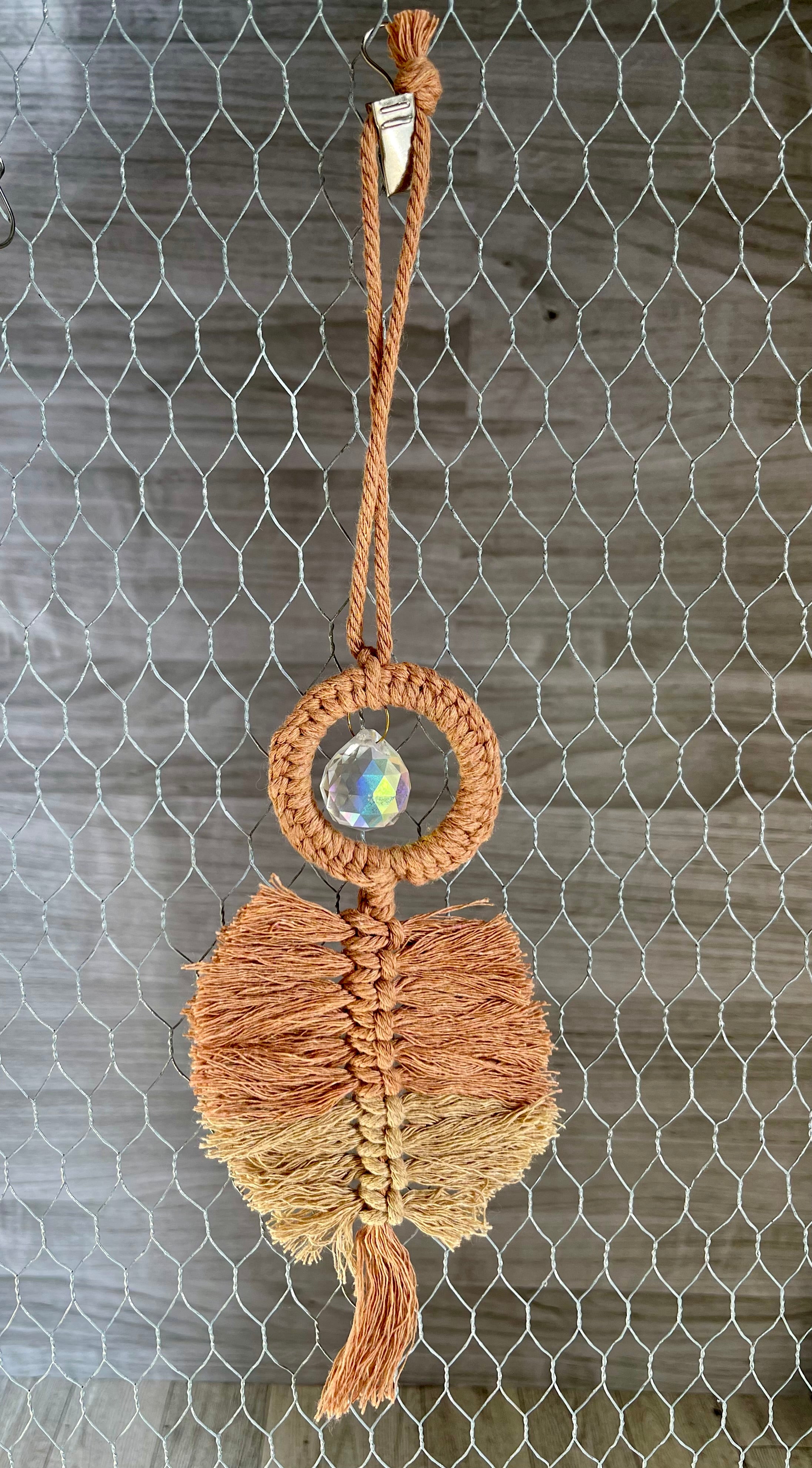 Macrame rear view mirror decor