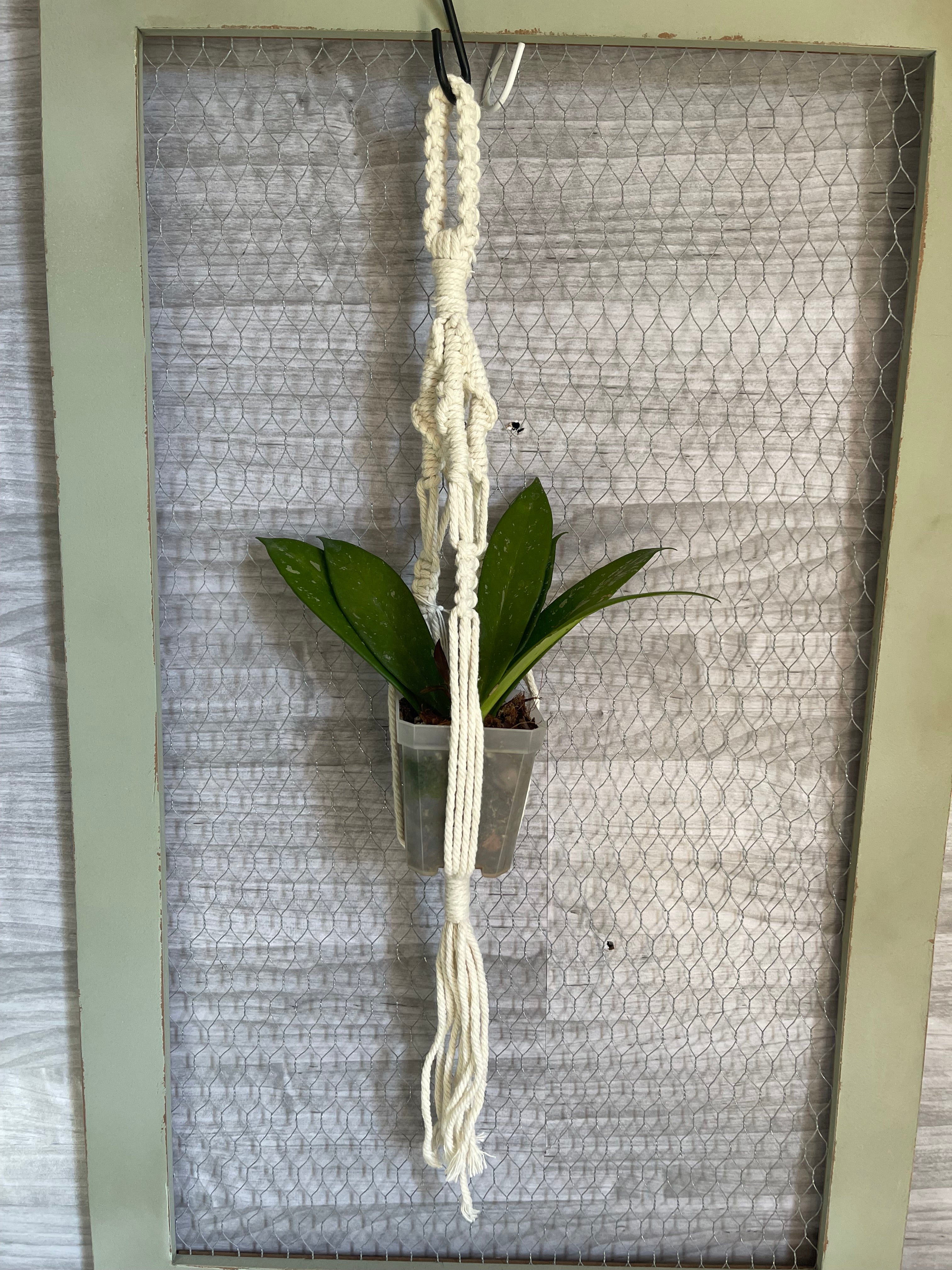 Small neutral macrame hanger
