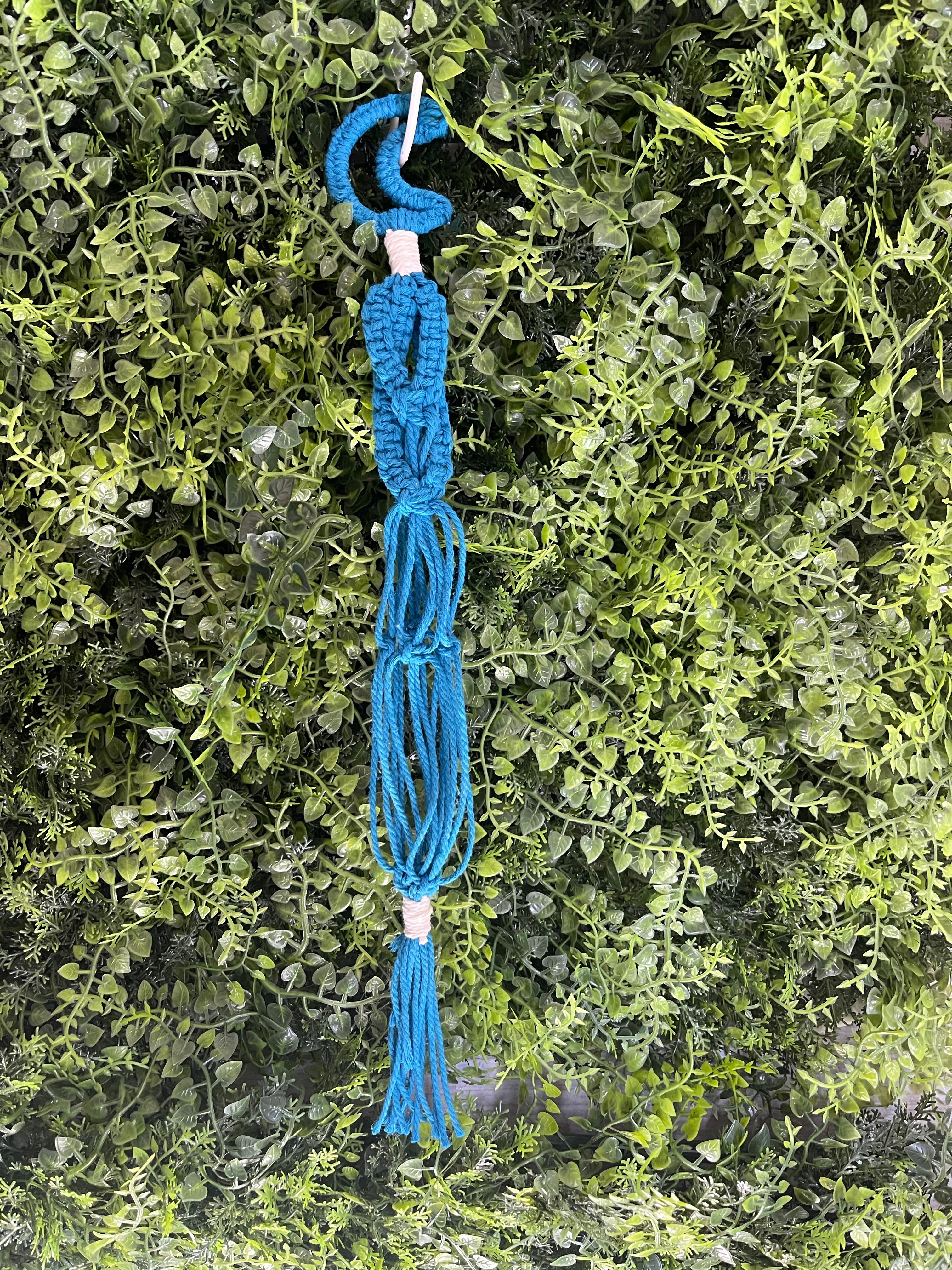 Small blue moon macrame plant hanger