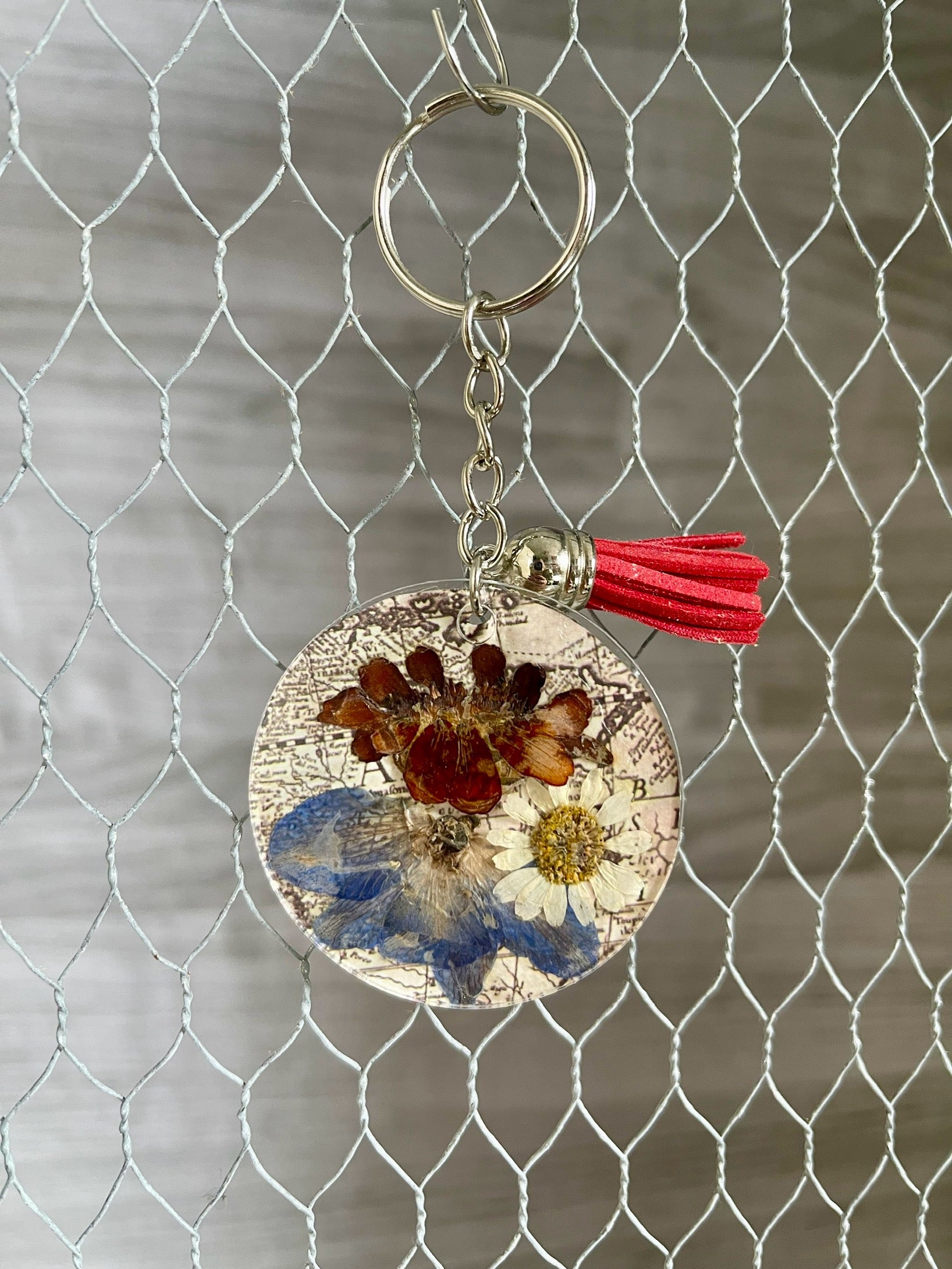 Red white and blue acrylic keychain