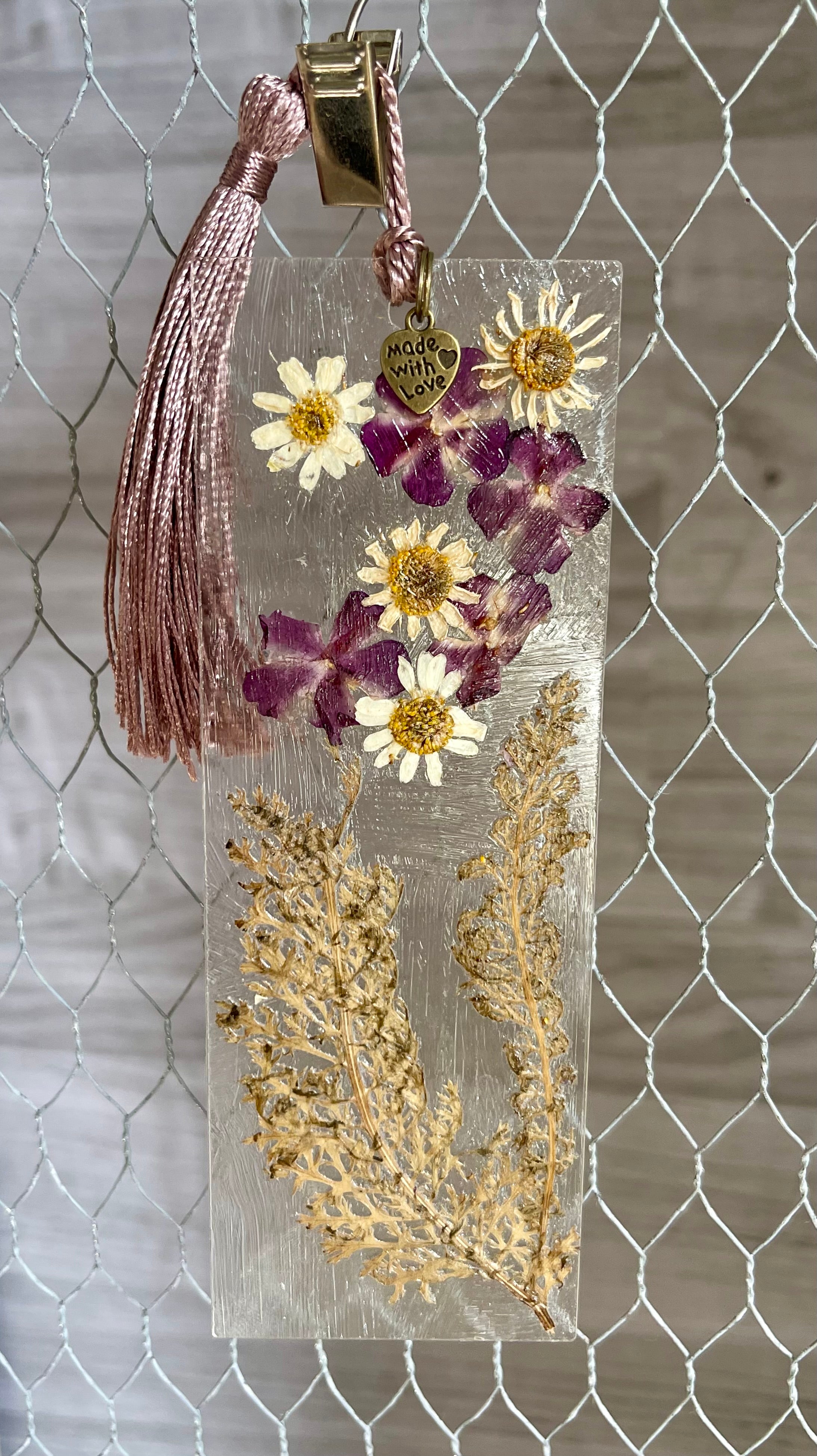 Pressed wildflower acrylic bookmark