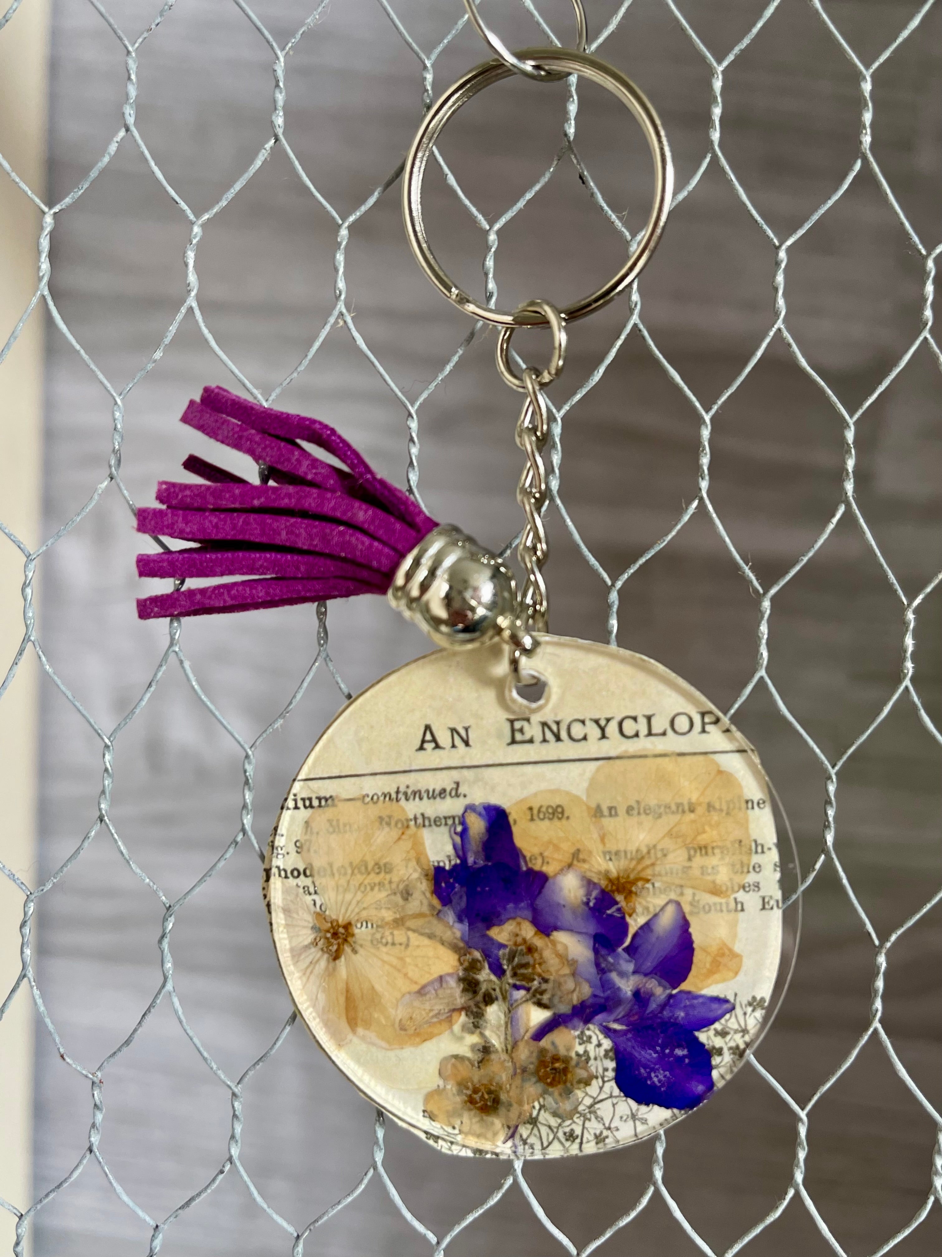 Acrylic pressed annual & wildflower keychain