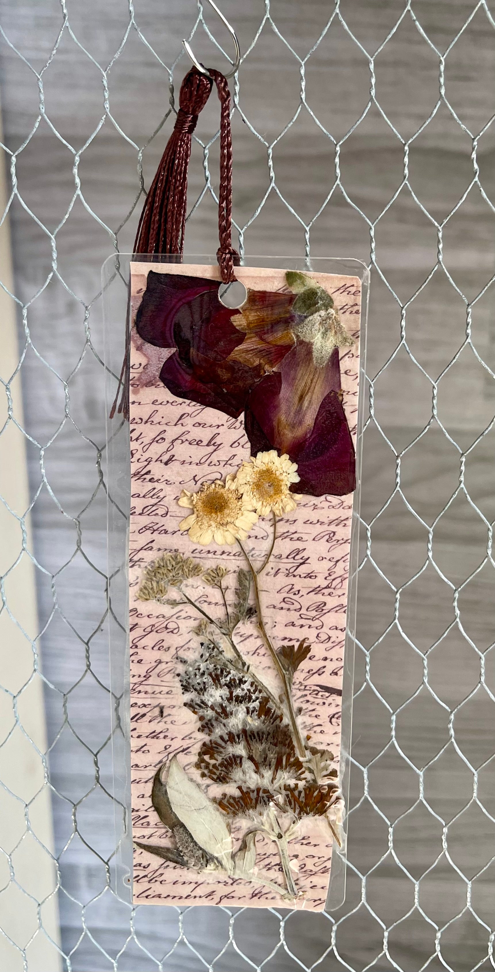 Pressed snapdragon & wildflower bookmark (laminated)