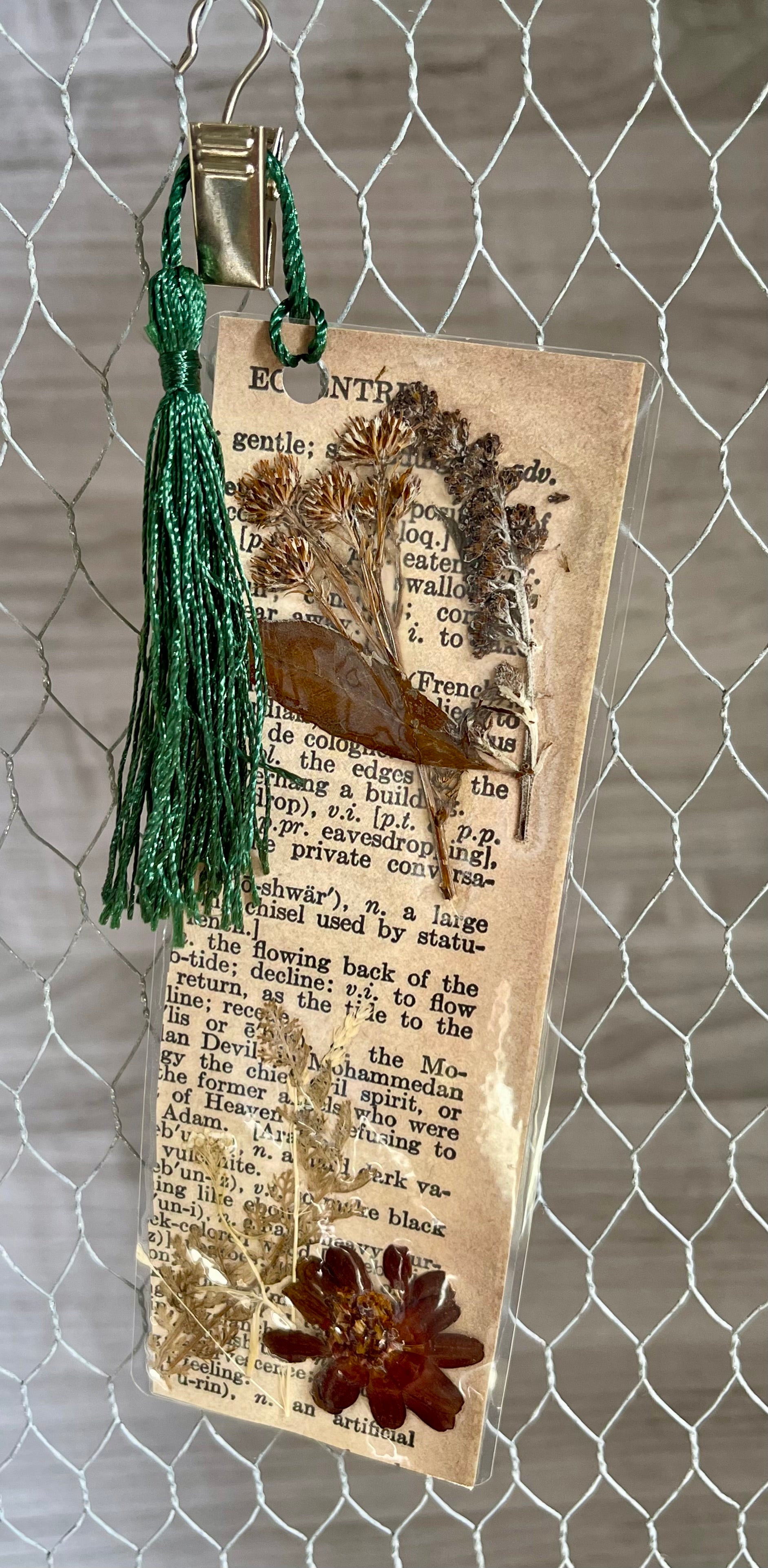 Pressed butterfly bush & annual laminated bookmark