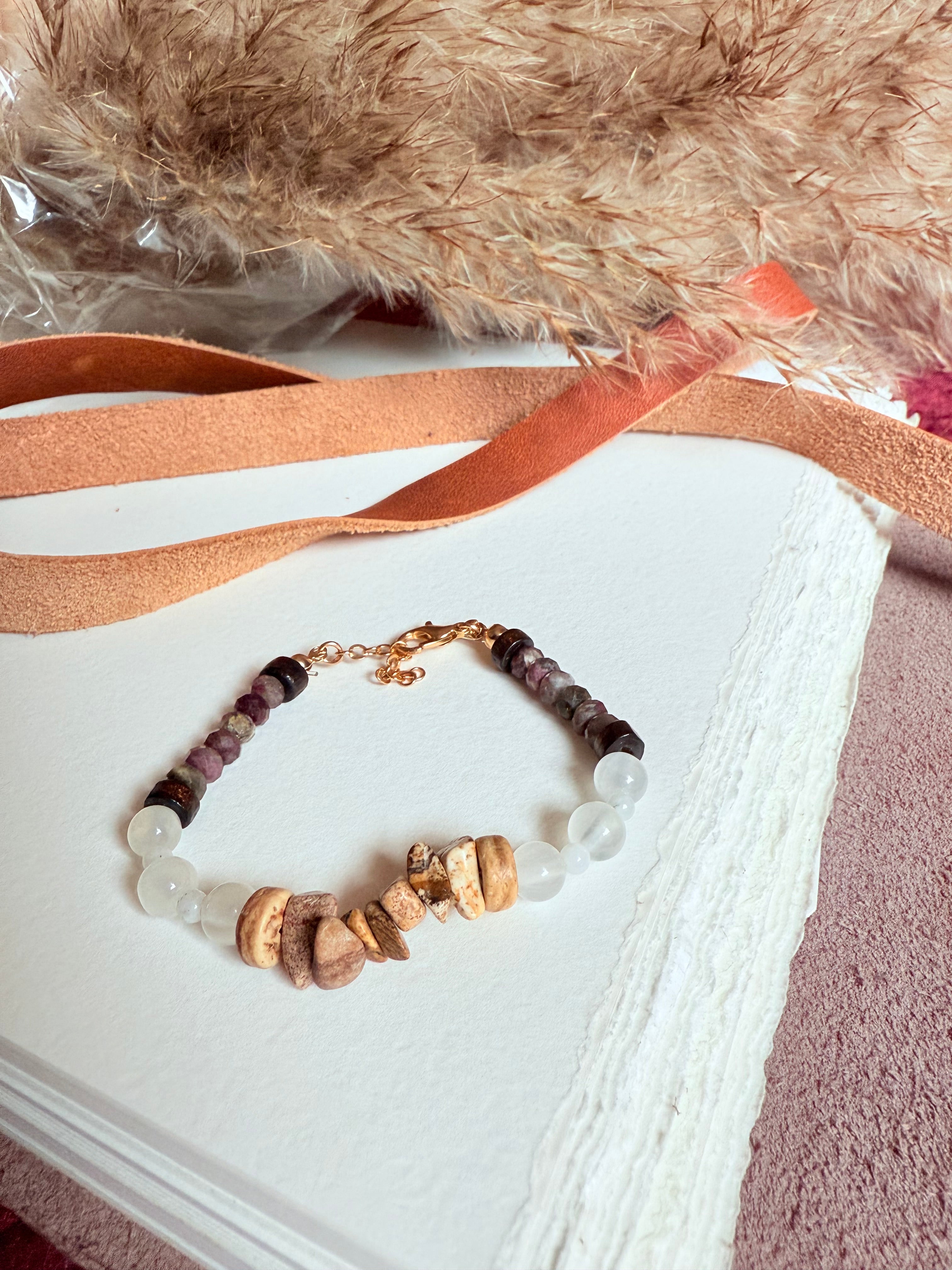 Selenite + Picture Jasper + Faceted Rainbow Tourmaline