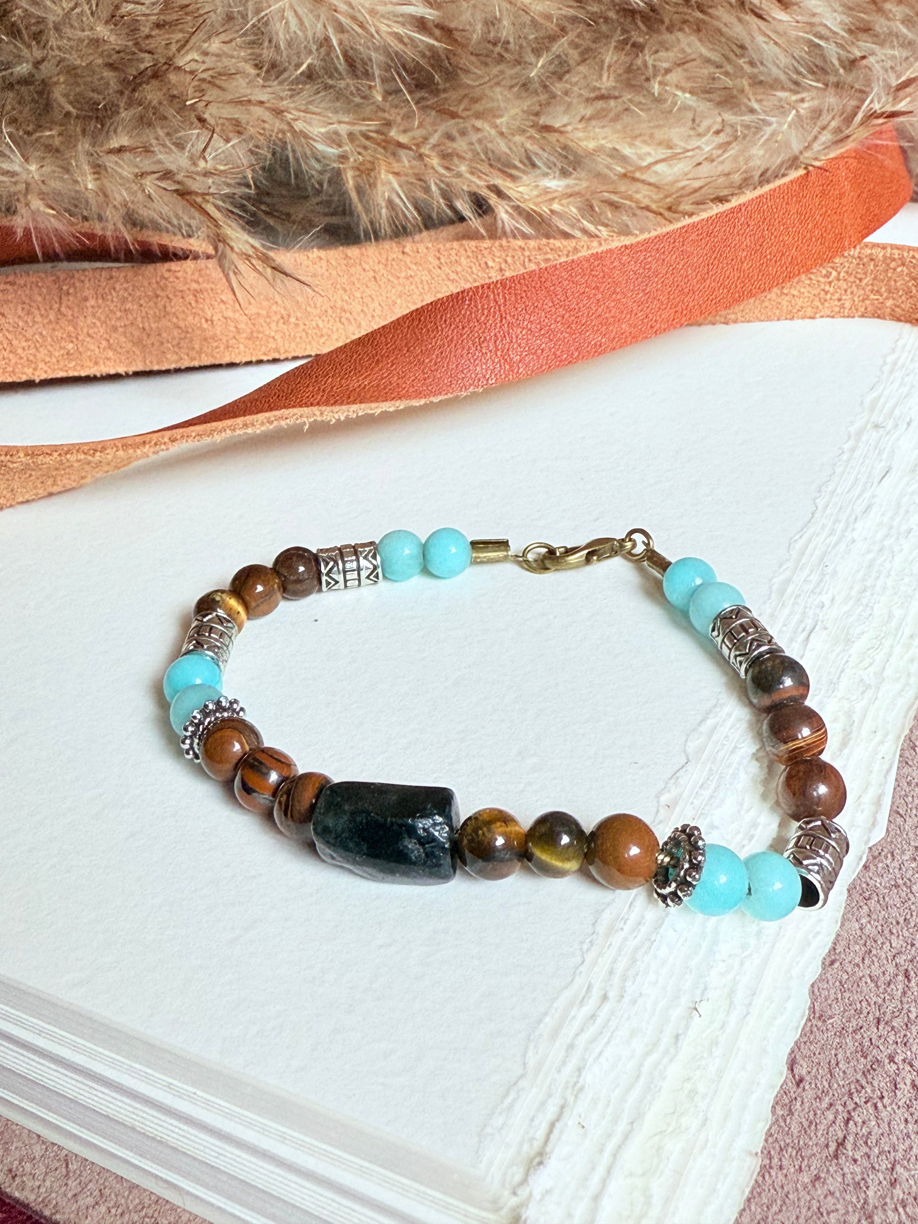 Black Tourmaline + Tigers Eye + Amazonite