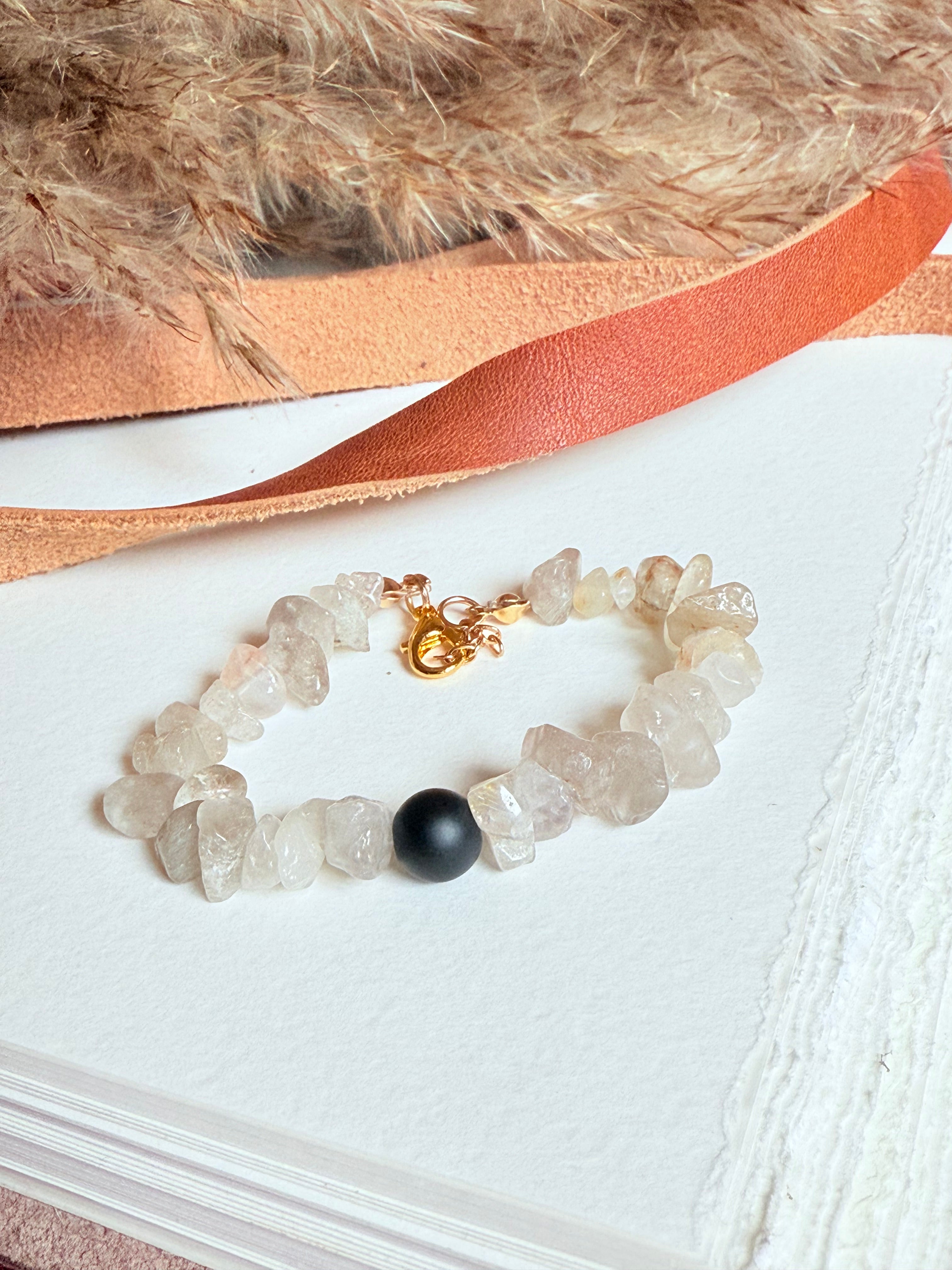 Rutilated Quartz + Black Onyx