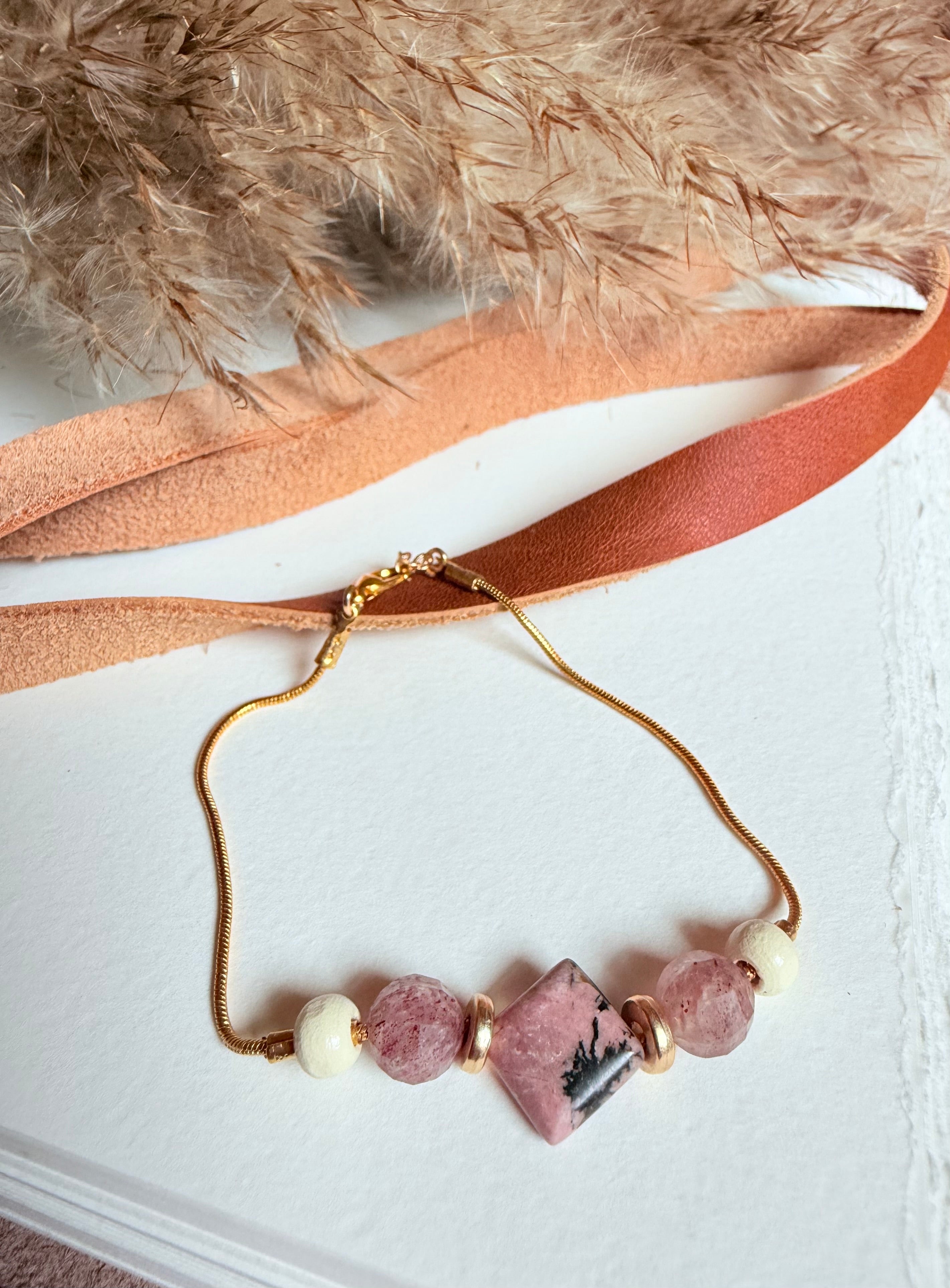 Rhodonite + Strawberry Quartz